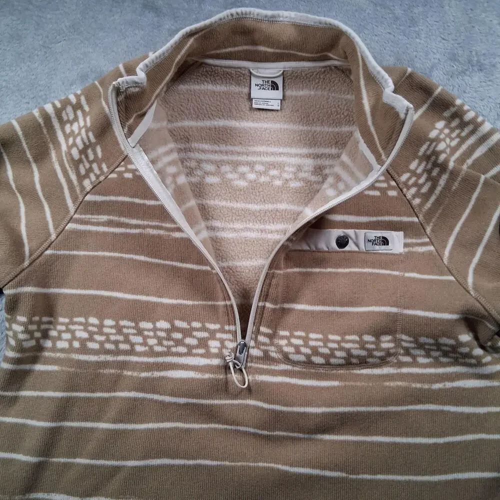 The North Face Gordon Lyons Sweatshirt Mens Large Beige Fleece 1/4 Zip Aztec